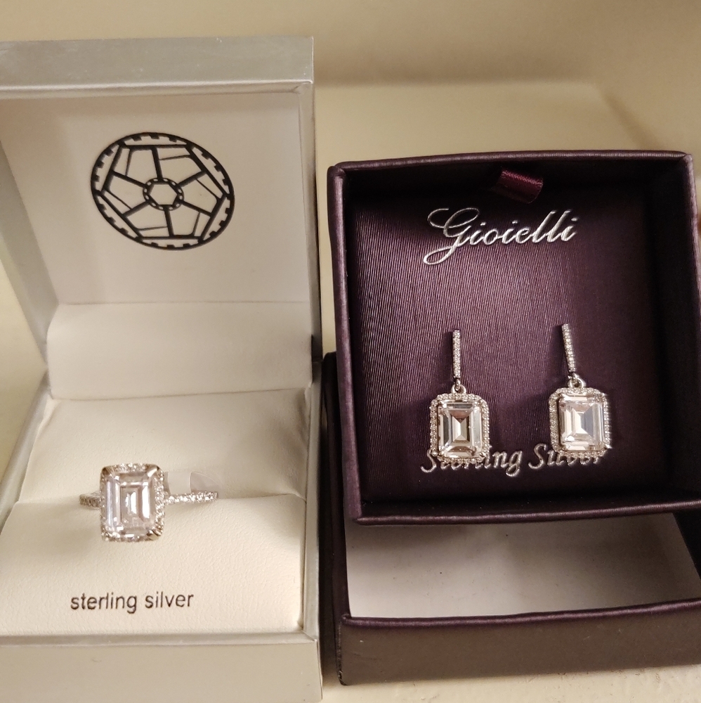 Engagement/bridal/special moment ring/earring trio